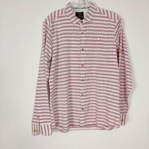 Cougar Men's Shirt Sz XL Slim Fit Striped White Pink Casual Outerwear Resortwear